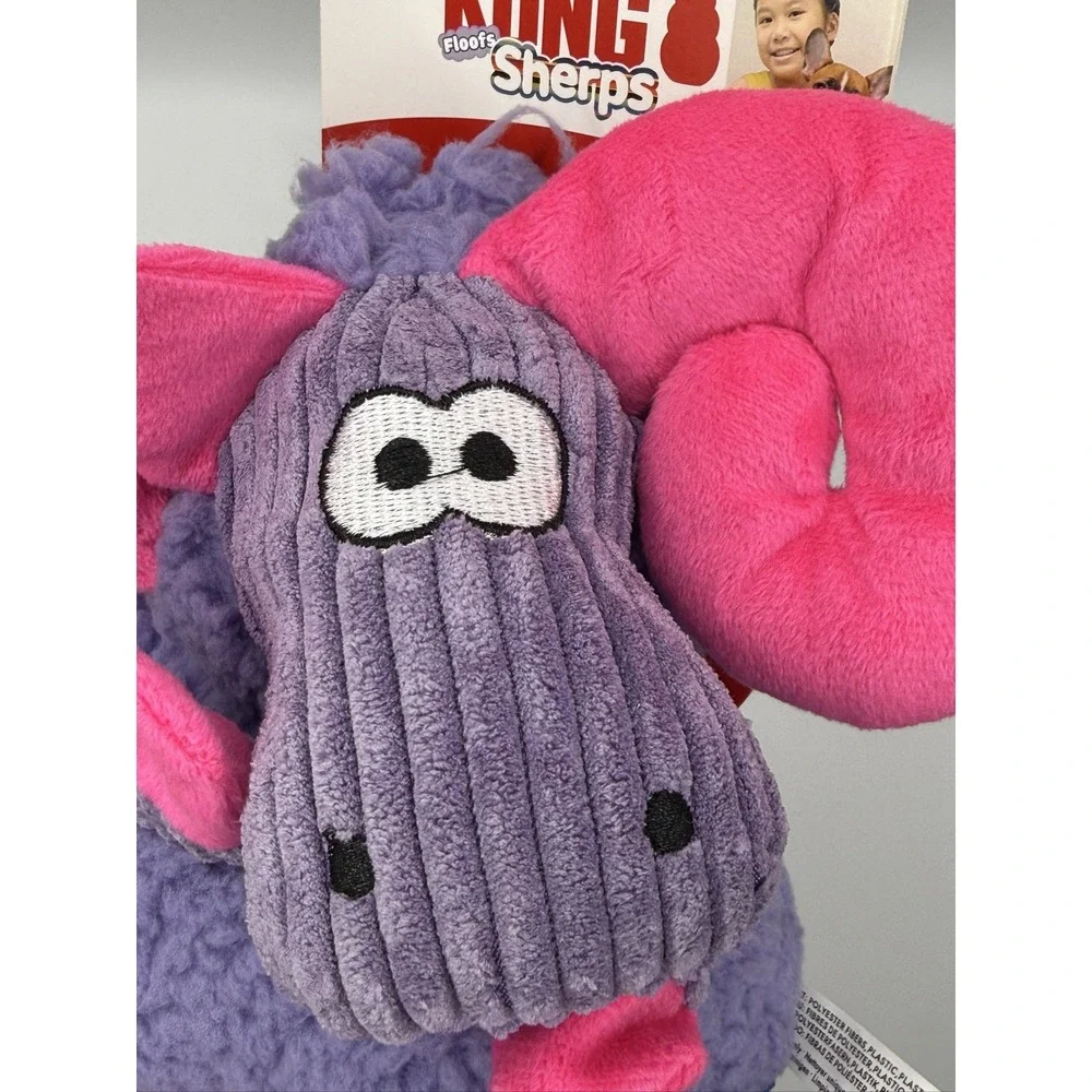 KONG Floofs Sherps Dog Toy Big Horn Squeaky Plush Medium Purple Pink RSPF21